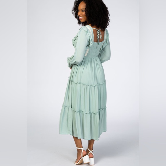 PinkBlush sage long sleeve tiered midi dress nwot - Picture 5 of 5